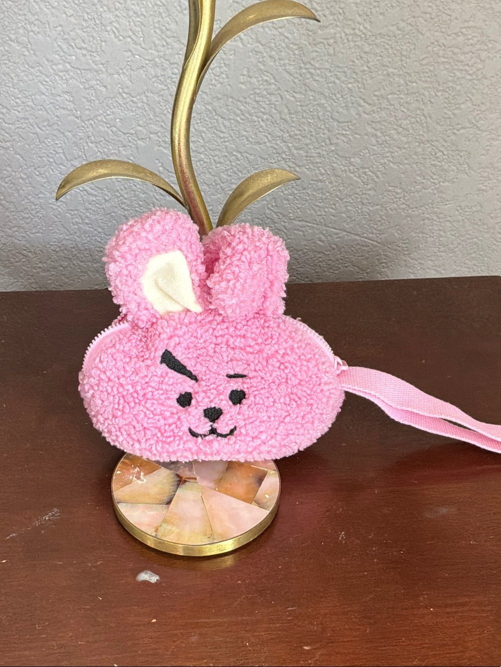 Pink Plush Bunny Wristlet Pouch for Kids